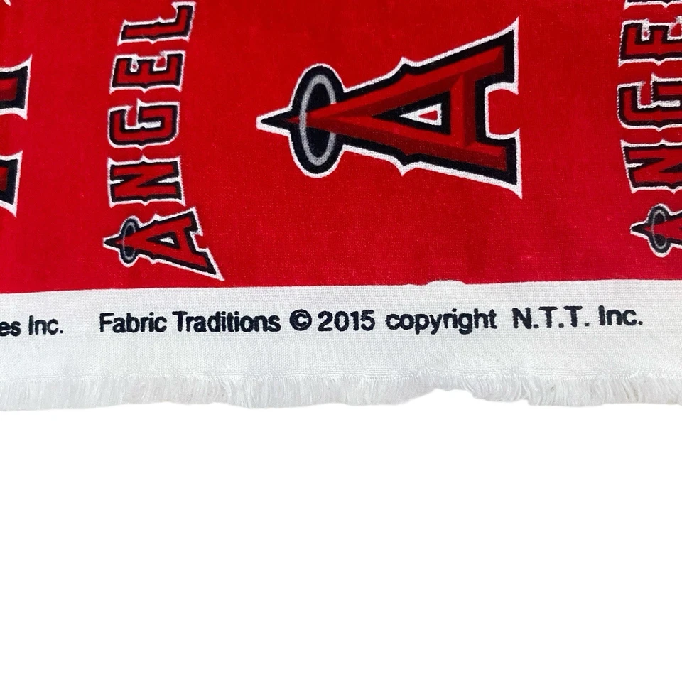 MLB Baseball Los Angeles Angels Red Cotton Fabric Major League 35” X 56” - Image 3 of 4
