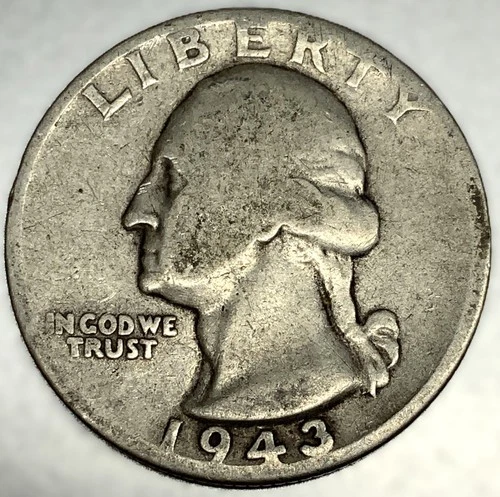 1943 P Washington 90% Silver Quarter Circulated Condition 25c US Coin - 2735