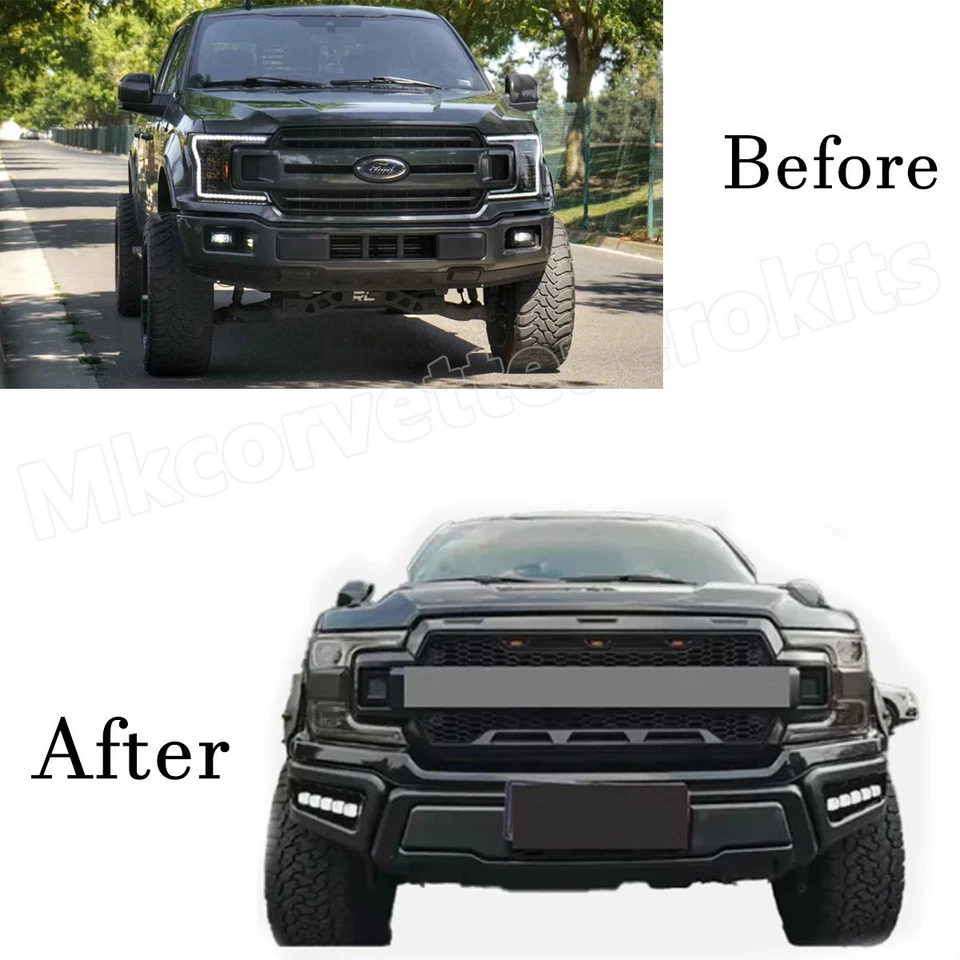 Raptor Style Grey Steel Front Bumper W/Light LED For Ford F150 F-150 2018-2020 - Image 3 of 4
