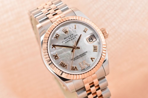 2018 Midsize Rolex Datejust 31mm 18K Everose Gold & Steel MOP ...