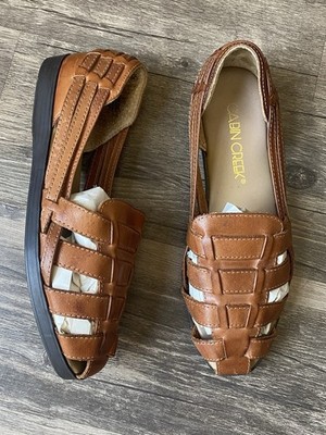 Cabin Creek Womens Brown Woven Huarache Leather Sandals Size 7