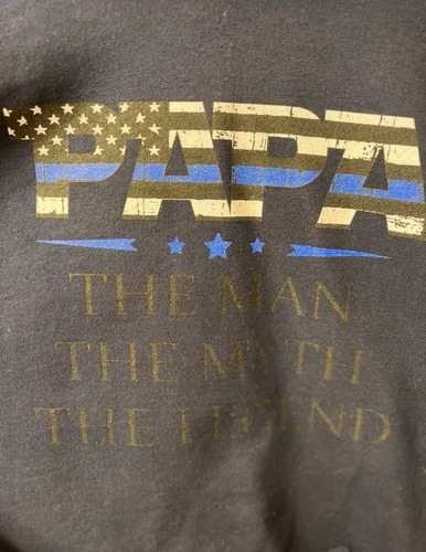 Blue Line, "Papa The Man The Myth The Legend" hoodie, 3xl