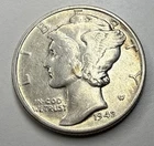 1942 10C Mercury Dime T25