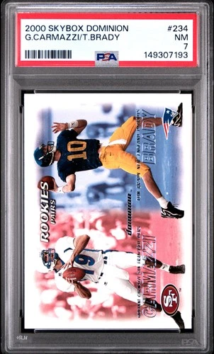 2000 SKYBOX DOMINION #234 GIOVANNI CARMAZZI/TOM BRADY ROOKIE RC PSA 7