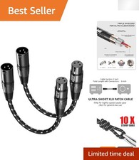 Durable 6 Inch Nylon Braided XLR Cables for Studio Sound, Cost-Effective 2 Pack