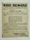 1910 antique $100 REWARD WANTED POSTER danville il MAIL FRAUD charles n. st john