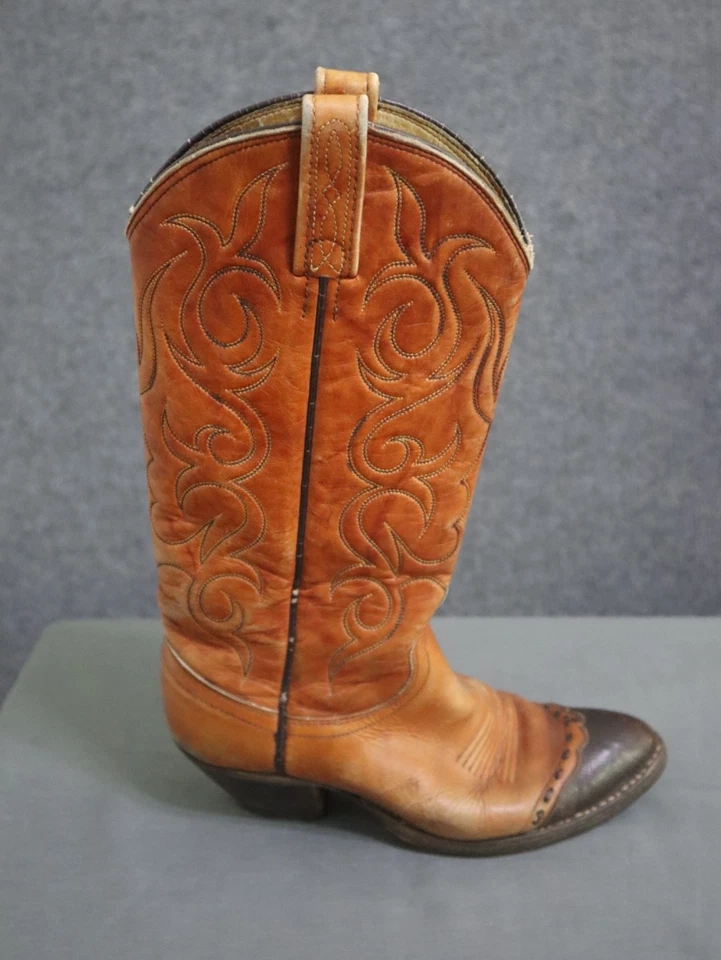Dan Post Cowboy Boots Women 6C Tan Leather Exotic Snip Toe Rodeo Cowgirl Western - Image 2 of 4