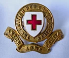 WW1 - WW2  WOMENS' BRITISH RED CROSS SOCIETY CAP BADGE. BRASS & ENAMEL, LUG TYPE