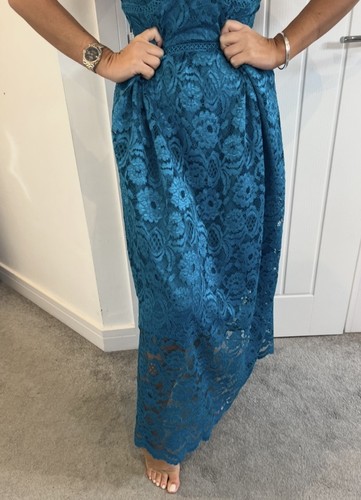 LIPSY DRESS SIZE 14 TURQUOISE LACE STRAPPY PROM STYLE MIDAXI BRAND NEW WITH TAGS - Picture 4 of 6