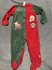 Vintage Little Me Velour 90s Reindeer Christmas Sleeper Outfit 24 Months K564 