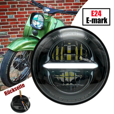 E24 Zeichen 5,75'' Scheinwerfer DRL Hi/Lo Für Simson S51 S50 Schwalbe STAR KR51/2