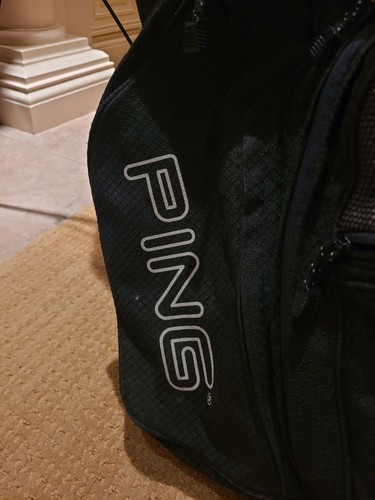Clean PING Hoofer 2 Stand Golf Bag Carry Bag w/ Rain Cover Black Dual Straps - Picture 6 of 19