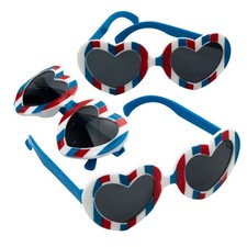 5" Kids Patriotic Stripes Heart-Shaped Plastic Sunglasses - 12 Pc.