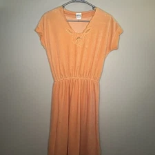 ILGWU Vintage 1970s Orange Velour Dress Ladies Garment Worker Union Collector 