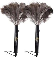 Aldwin Ostrich Feather Duster Retractable 2 Pack,16 inch Genuine Fluffy Natur...