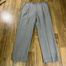 Zanella Dress Pants Mens 36X32 Wool Gray Charcoal Khakis Straight Trousers