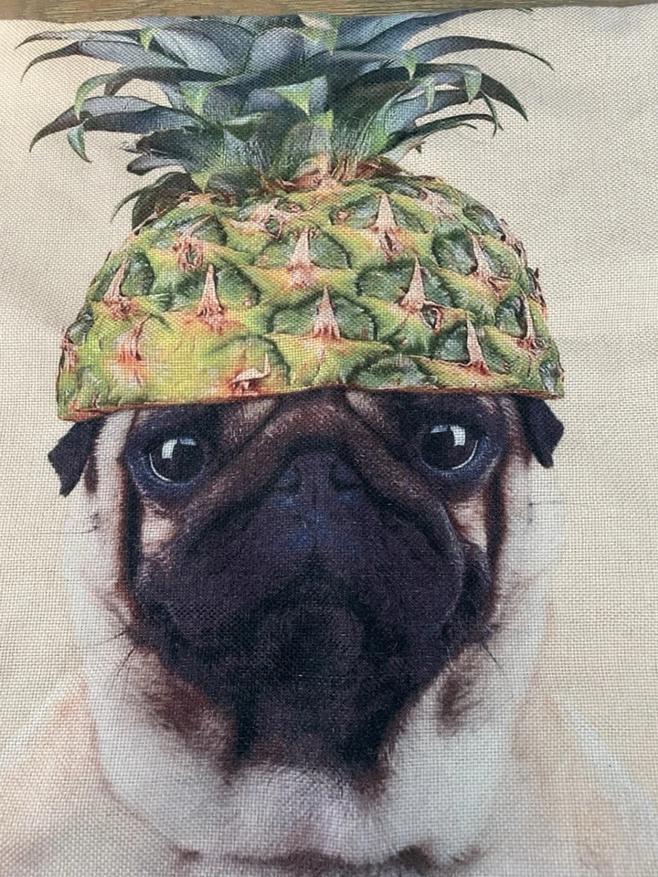 Pug Pillow Cover with a Pineapple Design Dog Lovers Decor - Image 2 of 3