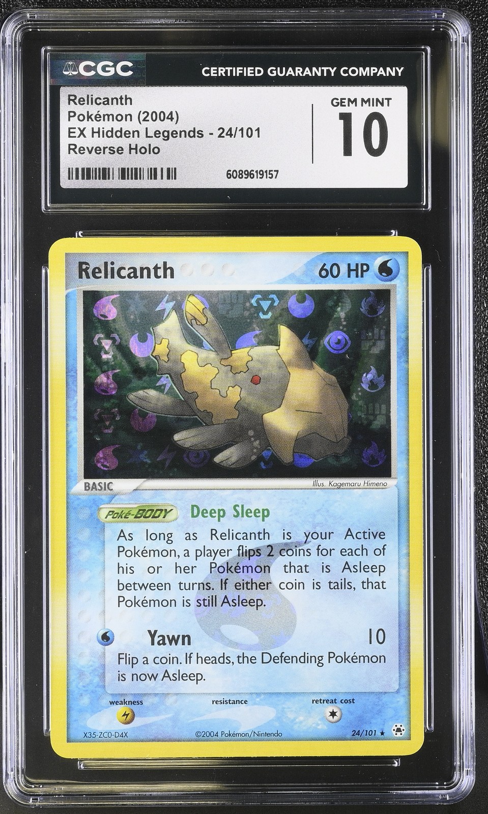 CGC 10 GEM MINT Relicanth EX Hidden Legends 24/101 Reverse Holo Pokemon Card