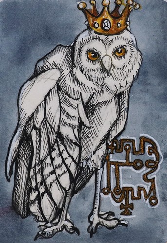 Stolas no.2 OOAK aceo watercolor ink paintings Dark Academia Goetia Occult