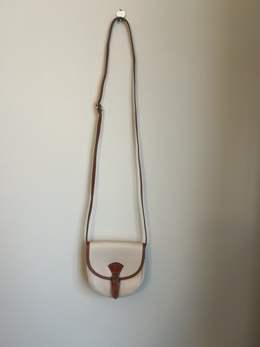 Vera Pelle Crossbody Purse Camera bag Leather saddle ivory Pouch Made In Italy - Picture 2 of 11