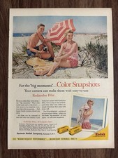 1955 Kodak Color Snapshots Print Ad Couple Beach Film Photo Camera Photography
