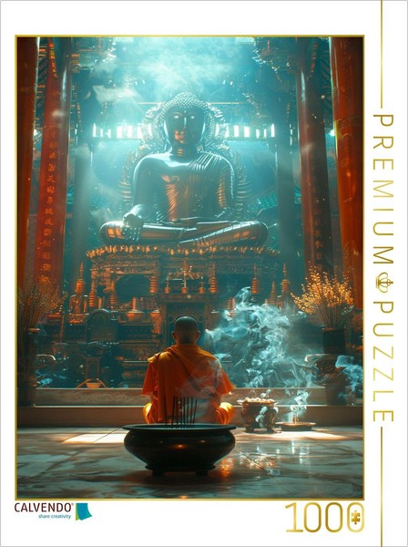 Calvendo Puzzle Buddhist Temple With Monk | 1000 Pieces, Finished Size 25.2 × 18-image