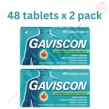 Gaviscon Peppermint Flavour 96 Tablets Fast Relief From Heartburn & Indigestion 