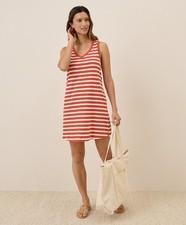 Pact Women's Large Palisade Stripe Softspun A-Line Tank Dress