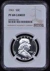 1961 Proof Franklin Half Dollar 50c NGC PF68 CAMEO - Nice Coin!