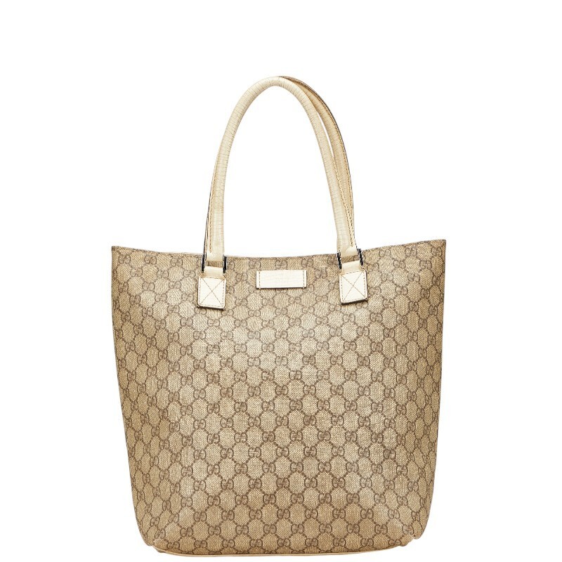 Gucci GG Supreme Tote Bag in Beige White PVC Leather for Women
