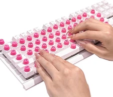 Keyboard Sticker for Long Nails with Letters: Bubbles 64PCS, Pink 