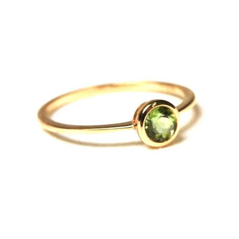 Natural Green Peridot Gemstone Solitaire Proposal Ring 10k Yellow Gold Ring - Image 4 of 4