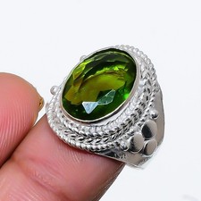 Green Peridot Gemstone Handmade 925 Sterling Silver All Size Ring For Gift
