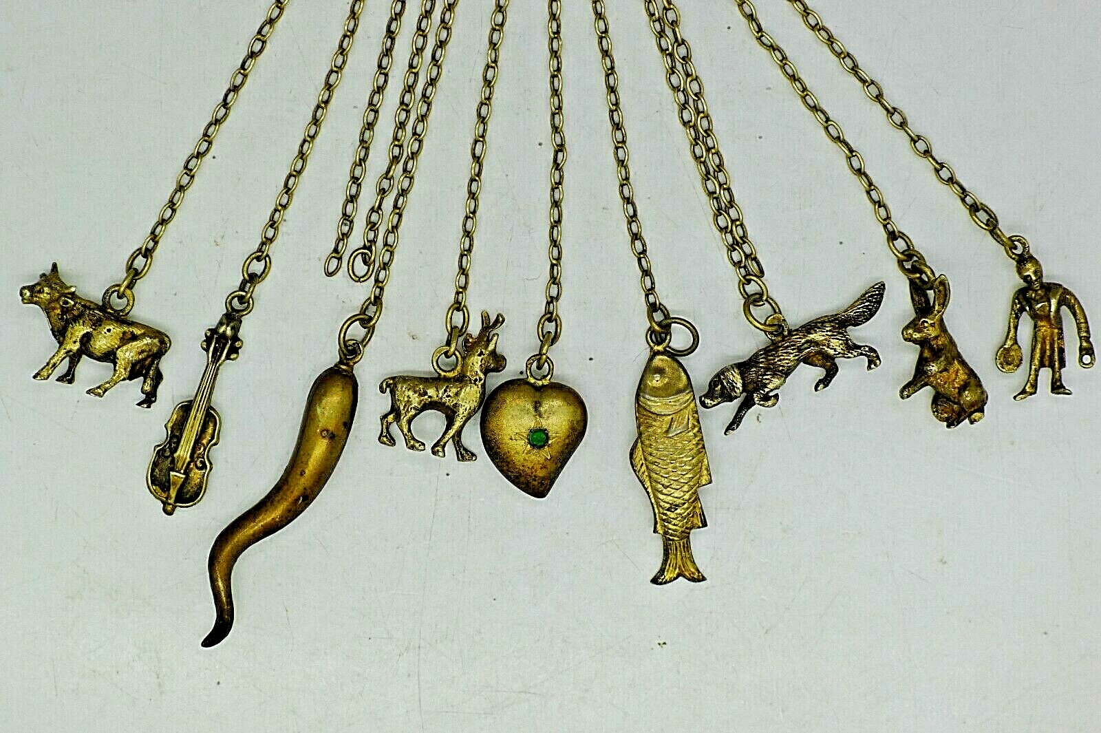 ANTIQUE 800 SOLID SILVER HANGING CHARM CHATELANE … - image 7