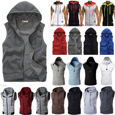 sleeveless hoodie vest mens