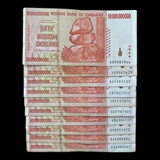 10x Zimbabwe 50 Billion Dollar Bill Banknote Paper Money World Currency