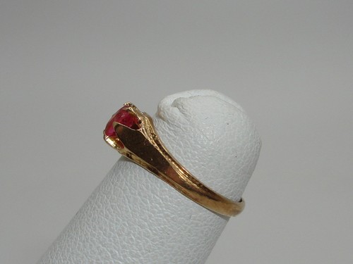 ANTIQUE 10K SOLID GOLD FAUX PINK TOPAZ BABY RING! ESTATE FIND! - Picture 8 of 11