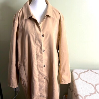 Amazon Essentials tan soft classic neutral button front trench jacket, Size xxl