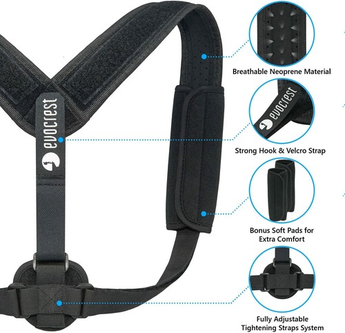 Low Back Support Posture Corrector Adjustable Shoulder Brace Belt for Men/Women - Picture 7 of 7