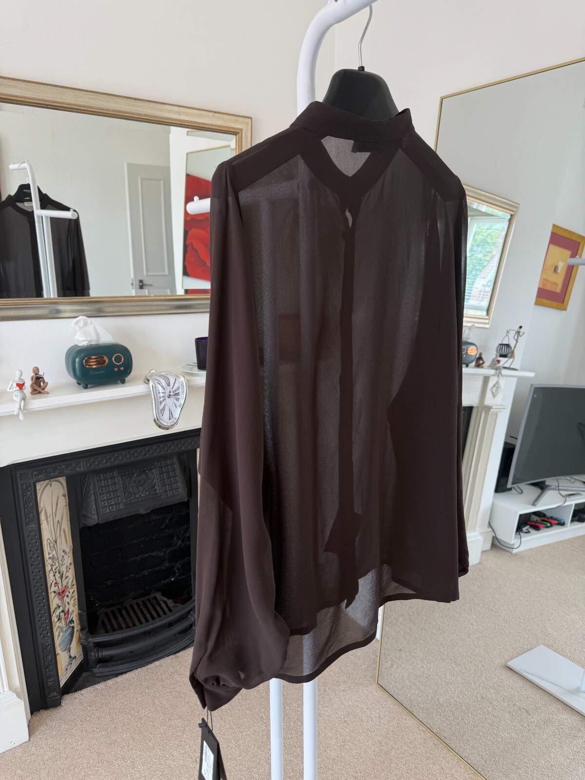 Camicia Saint Laurent in seta marrone