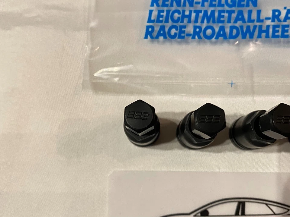 BBS Válvula de Aire de Aluminio Genuino Negra Nueva 4 Piezas BBS Japón Foto 4 de 4