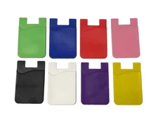 Lot 8 Rainbow Silicone Smart Phone Wallet ID Holder Stick-on Credit Card Pouch