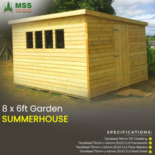 Image of 8FT x 6FT Garden Summerhouse With 4 Non Opening Windows