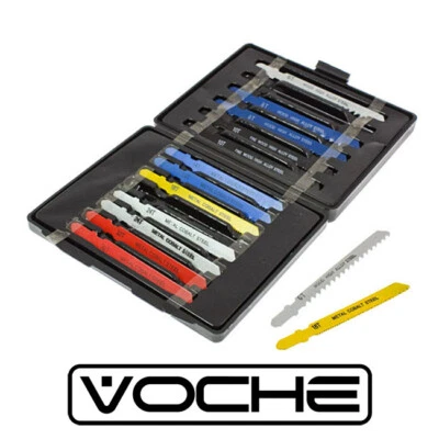 VOCHE® 14PC ASSORTED JIGSAW BLADE SET BOSCH FITTING TO CUT METAL PLASTIC WOOD