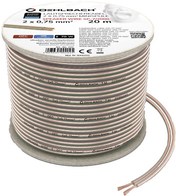 OEHLBACH Speaker Wire SP-7 Lautsprecherkabel Boxenkabel 2x0,75 mm² 10m glasklar