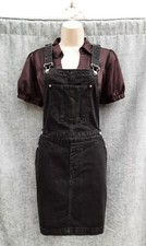 DENIM DUNAGREE DRESS,BLACK WASH,ROCK,HIPPIE,60S,70S,80S,90S VINTAGE LOOK,SIZE 10