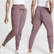 Athleta Ruched Pink Purple Attitude Athleisure Travel Fitness Jogger Pants 6 EUC