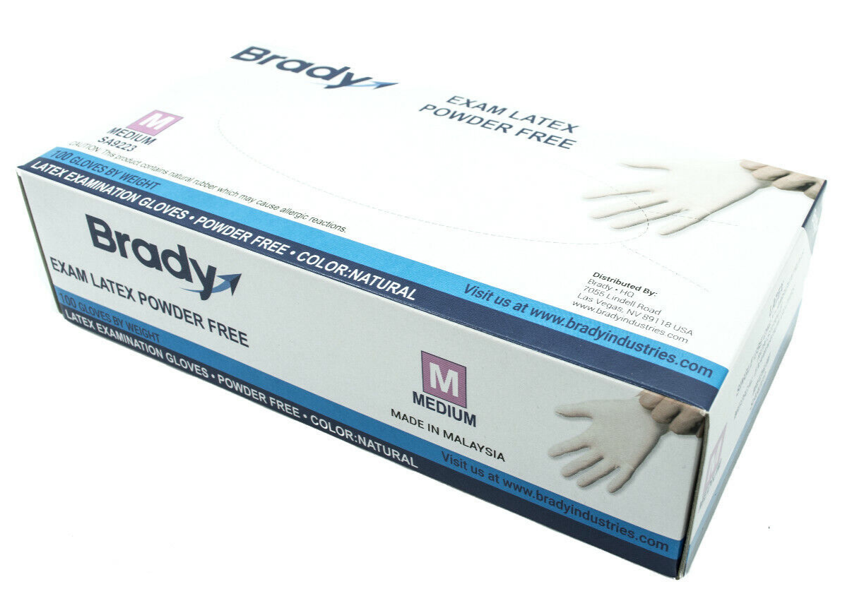 Gloves Latex Braty Exam Gloves Powder Free Size M (Medium) NIB 100 pack per box-image