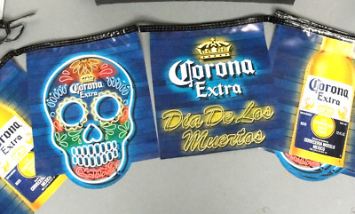 CORONA EXTRA BEER   STRING BANNER 15 FLAG ''NEON'' SUGAR SKULL DAY OF THE DEAD