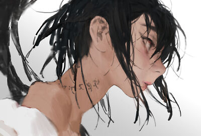 Anime Girls Wan Young Yun Face Profile Black Hair  Gaming Mat Desk 13194